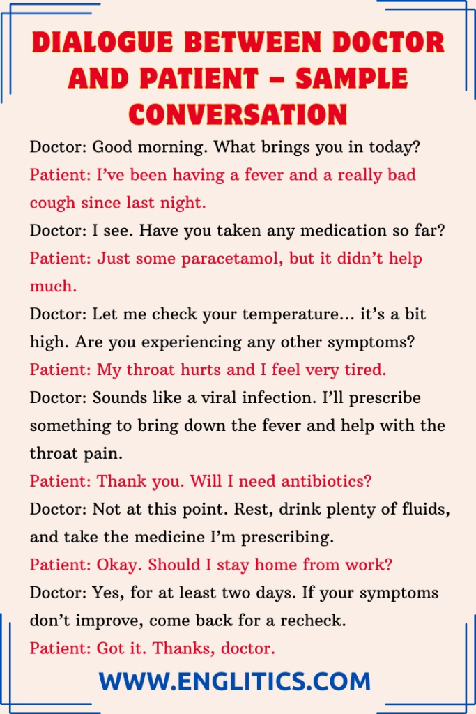 Dialogue Between Doctor and Patient – Sample Conversation