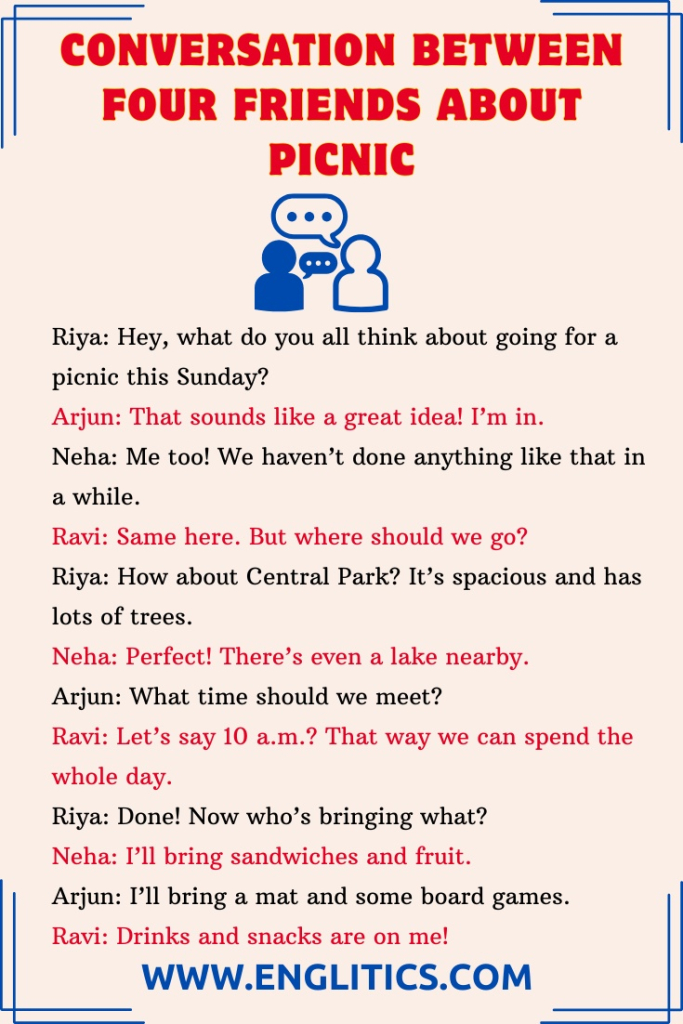 Conversation Between Four Friends About Picnic