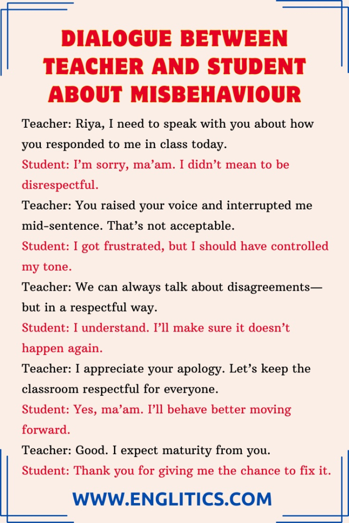 Dialogue Between Teacher And Student About Misbehaviour 4