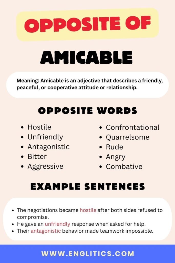 Opposite of Amicable