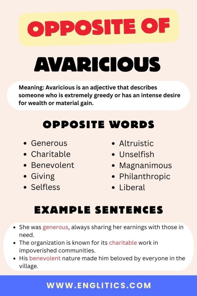 Opposite of Avaricious