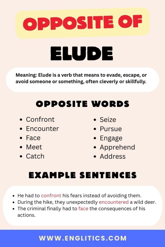 Opposite of Elude
